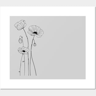 Poppies flowers Line art Posters and Art